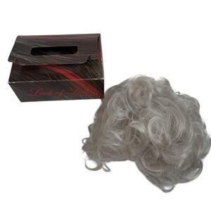 Look Of Love Synthetic Curly Casquette Hair Piece Accordion Clips Gray 60 213